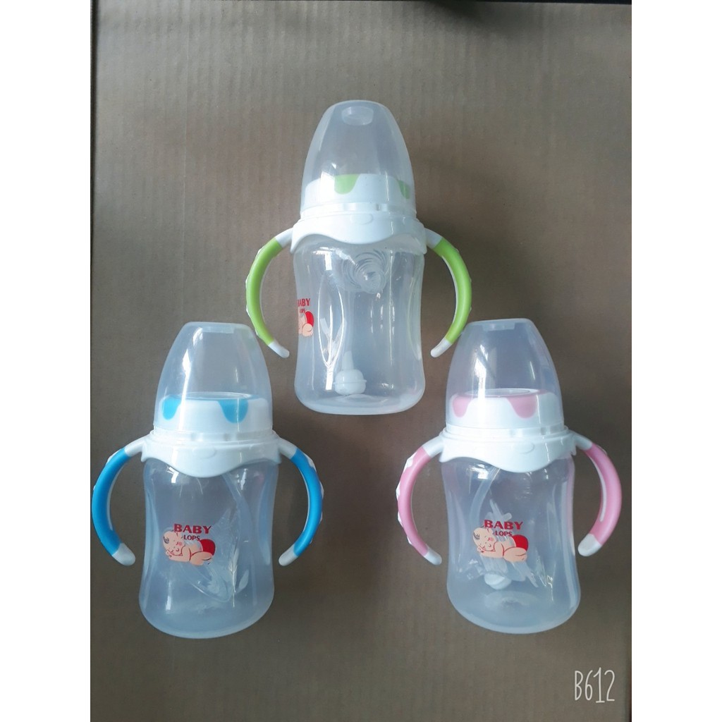 Bình Sữa Cổ Rộng Baby Lops Tay Cầm 240ml Siêu rẻ (BHAV)