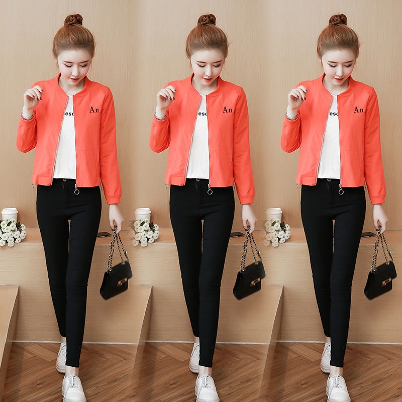 Áo khoác bóng chày dáng rộng thêu chữ thời trang xuân thu mới 2021 cho nữ