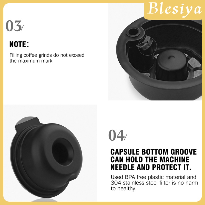 [BLESIYA]2xReusable Coffee Capsule Pod Slicone Lid Fits Bosch for Tassimo Machine 180ml