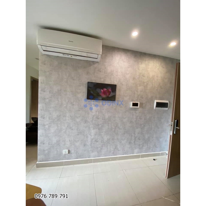 Giấy Dán Tường Giả Bê Tông Xi Măng Hàn Quốc Màu Xám Khổ Lớn 1.06m Lụa Không Keo Cuộn 16.5m2