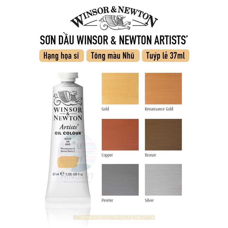 Tông nhũ màu sơn dầu hạng họa sĩ Winsor &amp; Newton - tuýp 37ml