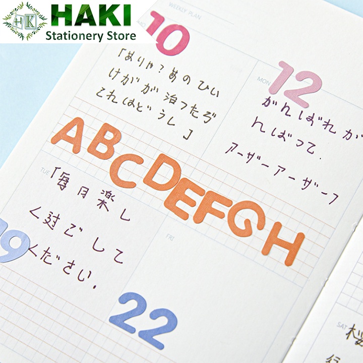 Sticker cute chữ số HAKI, hình dán cute 2 tấm sticker trang trí sổ đáng yêu dễ thương giá rẻ ST28