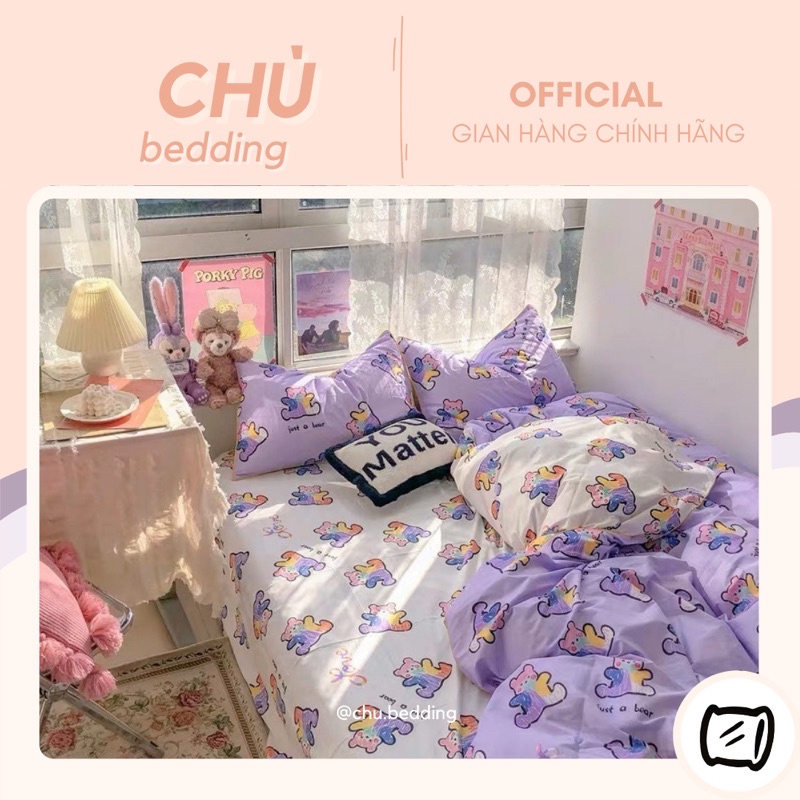 Set chăn ga gối poly cotton: 💜Teddy màu tím | BigBuy360 - bigbuy360.vn