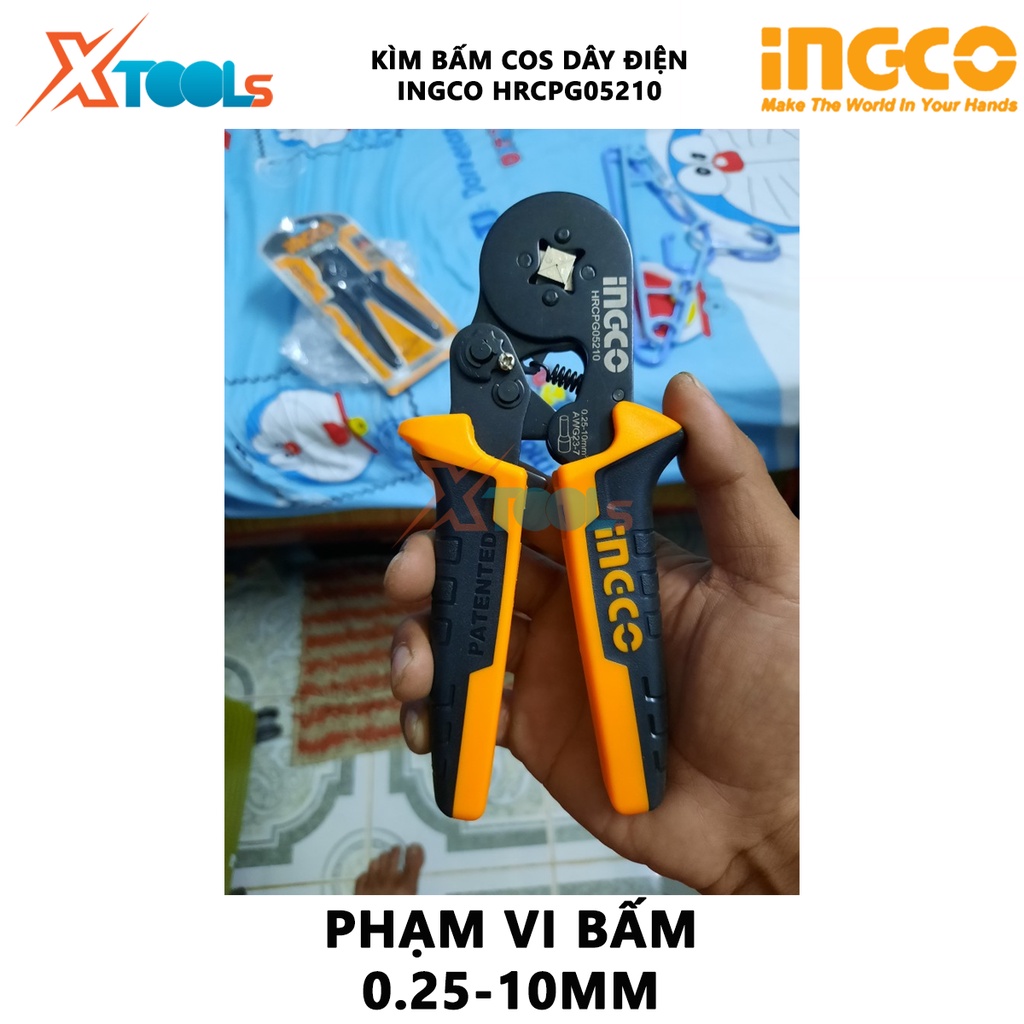 Kìm bấm cos dây điện Ingco HRCPG05210