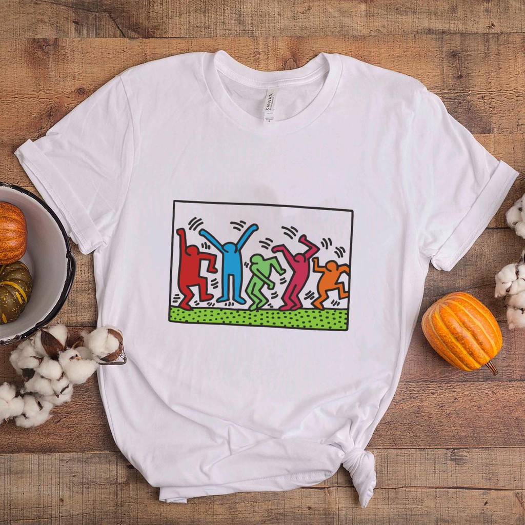 ÁO THUN AOMIVN Keith Haring-01-01TS0_129TAY LỠ CÁ TÍNH PHÔNG IN PHONG CÁCH HÀN QUỐC AOMI DU LỊCH