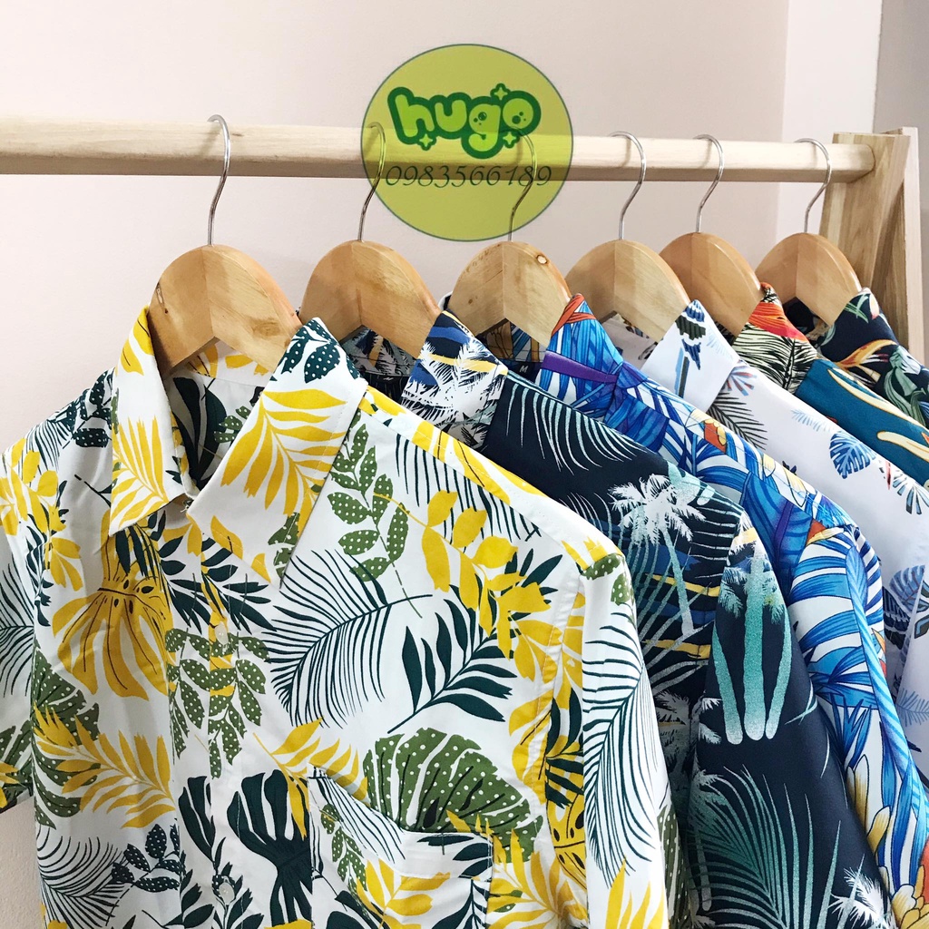 Áo sơ mi thổ cẩm họa tiết đi biển 🌈FREESHIP🌈 áo nam chất đẹp ngắn tay -  họa tiết hoa lá phom vừa - Hugo Shop