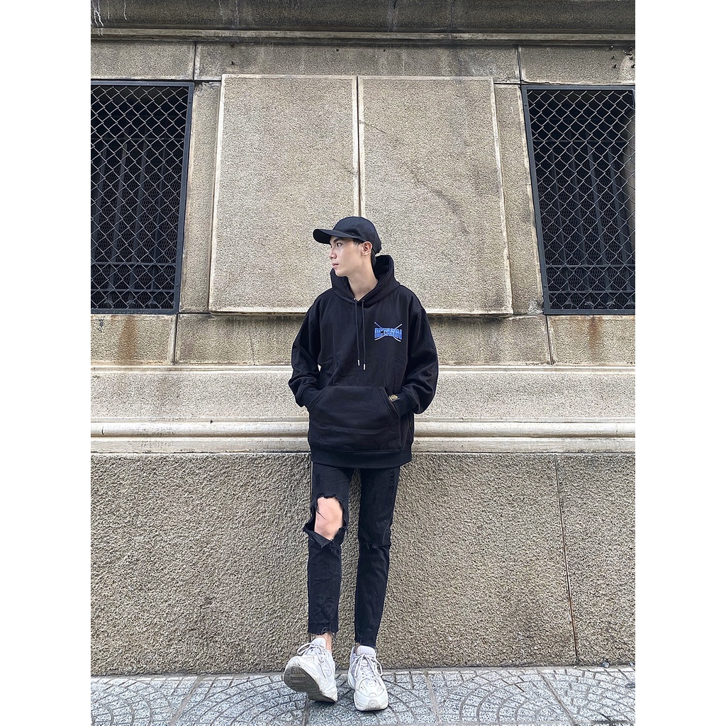 ÁO HOODIE OCTAGON SAMURAI MÀU ĐEN NỈ BÔNG FORM OVERSIZE