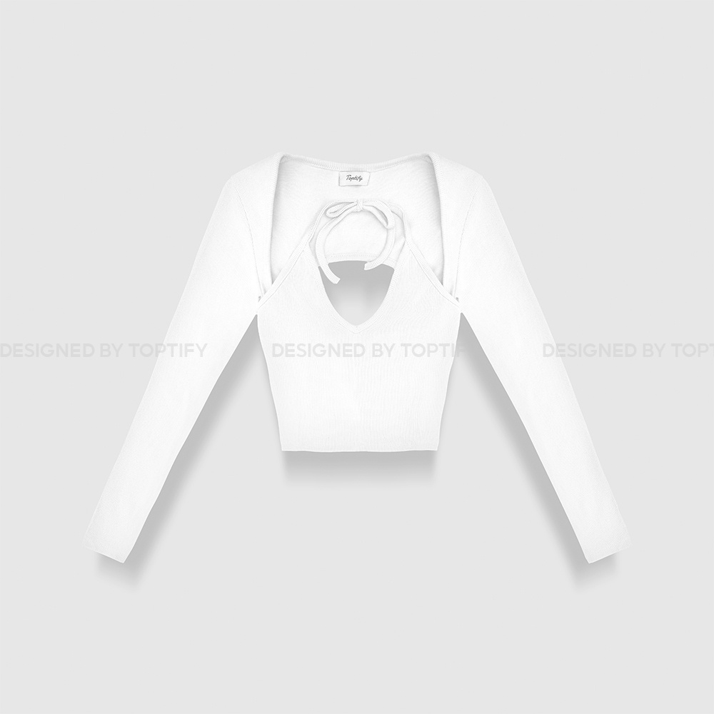 Áo croptop nữ body dài tay TOPTIFY cổ yếm buộc dây hở lưng Gigi Top | BigBuy360 - bigbuy360.vn