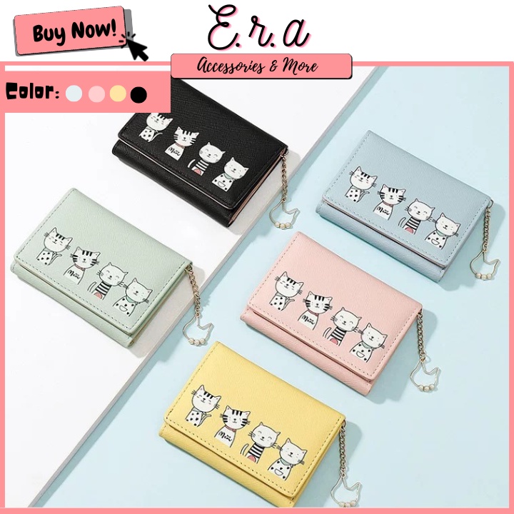 Ví/ Bóp Ngắn Đựng Tiền Cầm Tay Cho Nữ ERASHOP 079862 - Hình 4 Em Mèo Kute Nhỏ Gọn, Nhiều Ngăn, Rẻ Đẹp