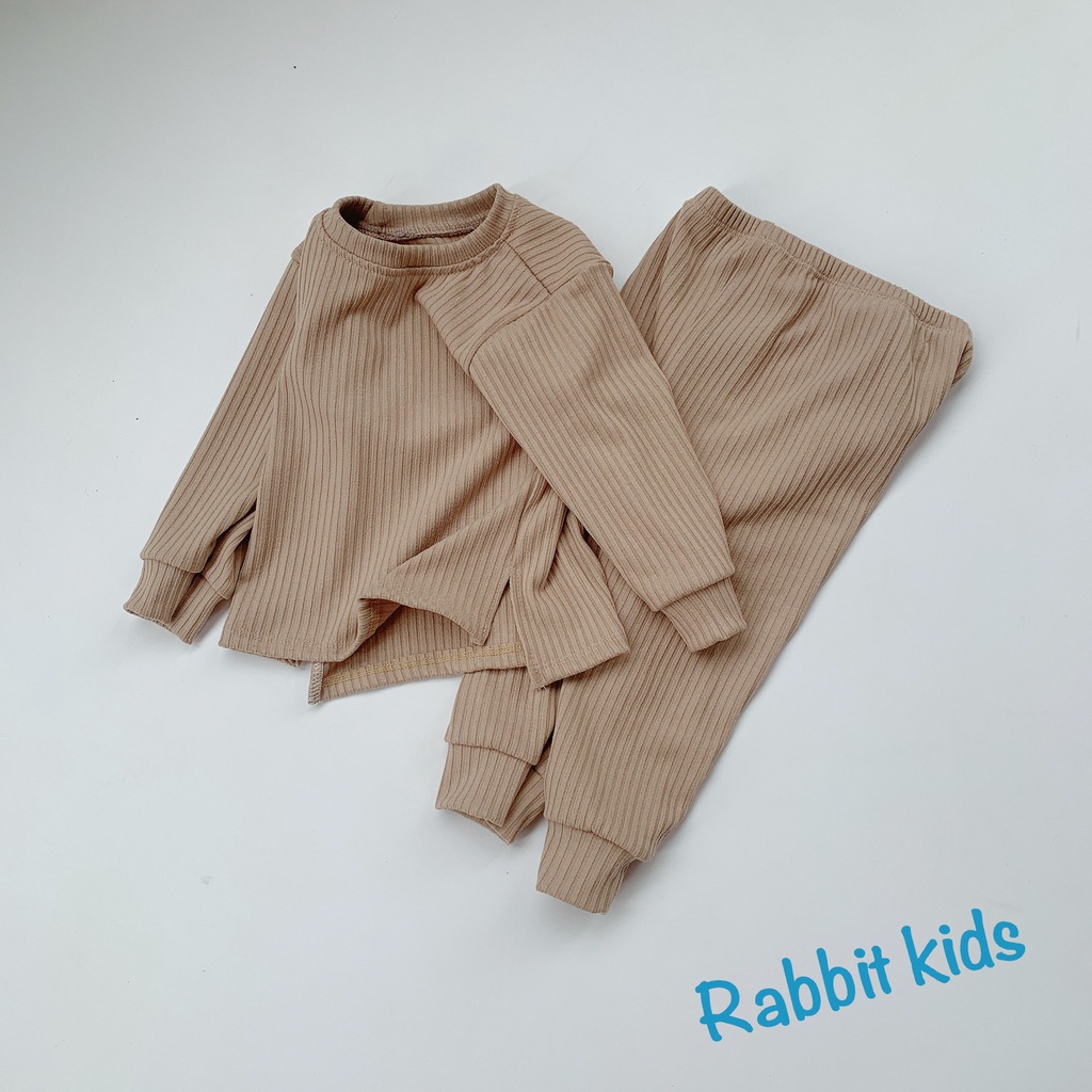 Bộ Quần Áo Thu Đông Bé Trai Phong Cách Hàn Quốc💝FREESHIP💝Rabbit Kids-Quần Áo Dài Tay Cho Bé 8-20kg Chất Thun Gân Tăm