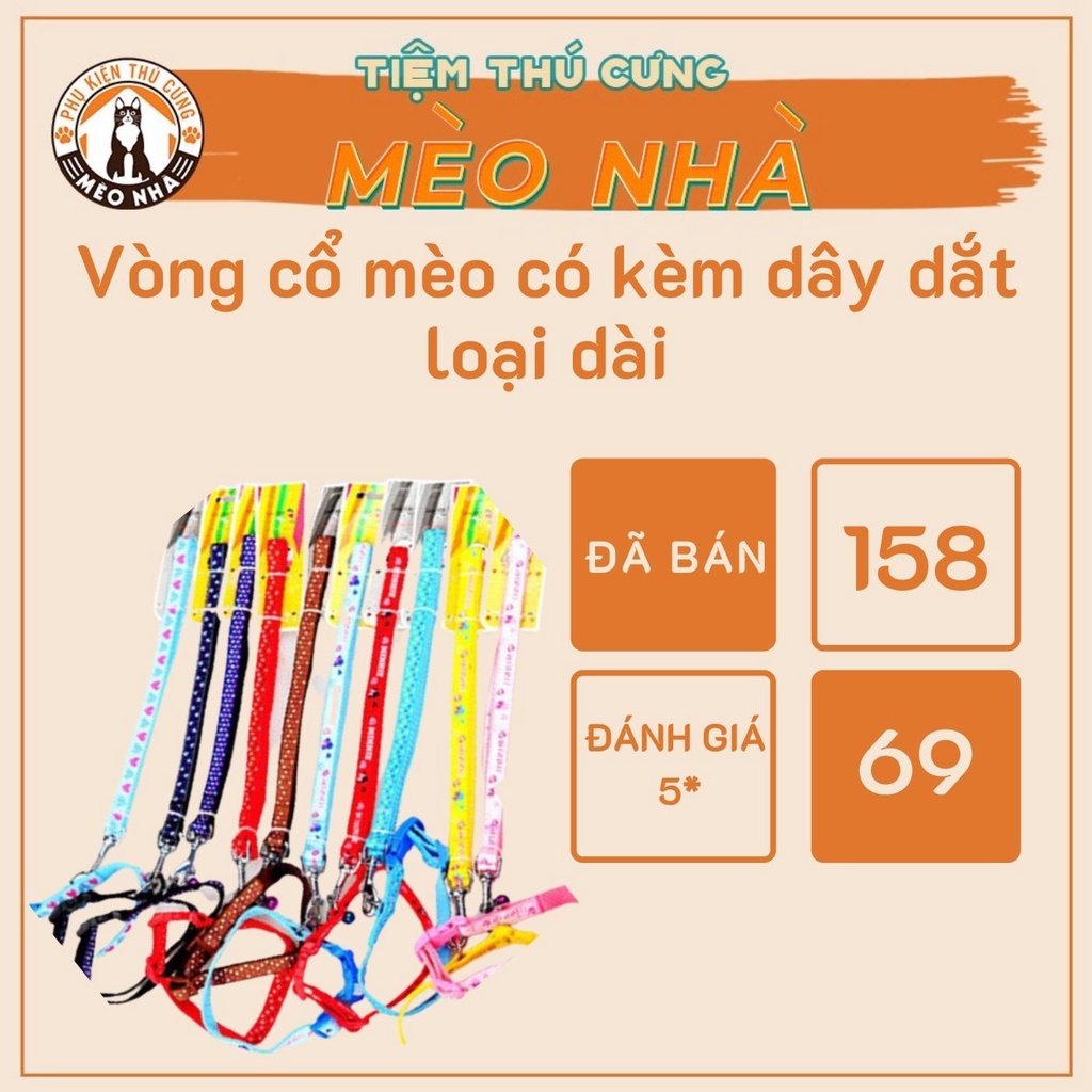 Vòng cổ mèo có kèm dây dắt loại dài