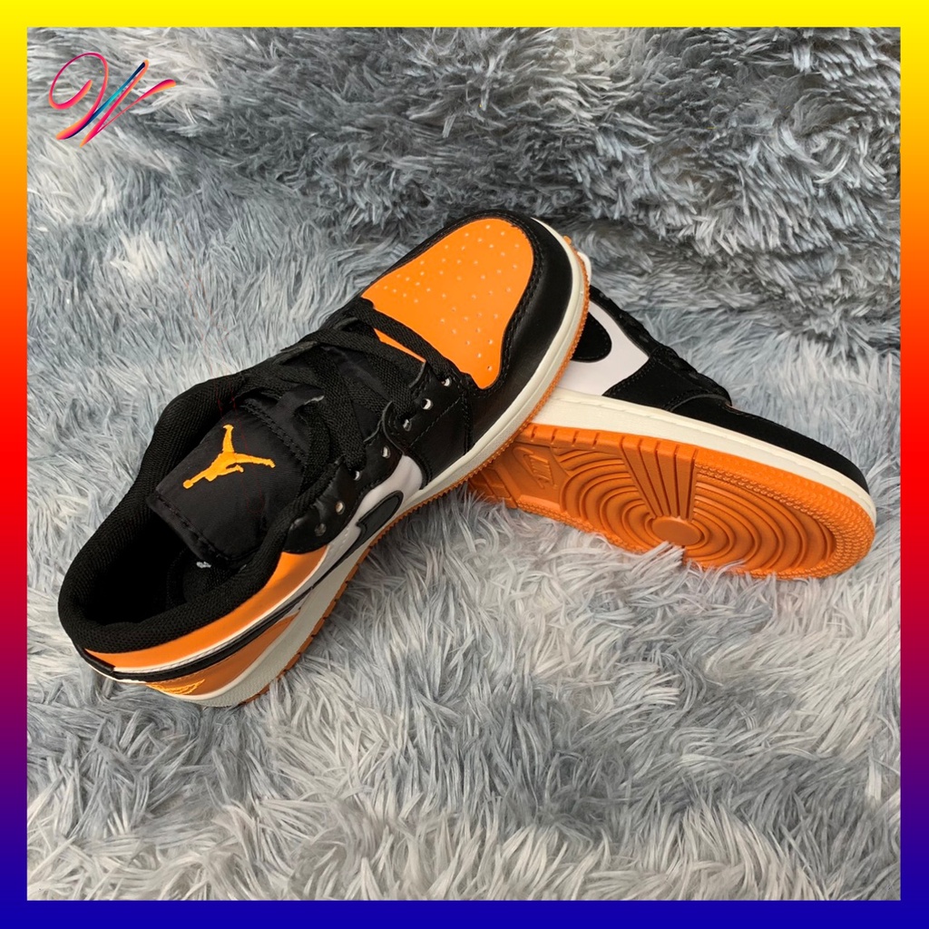 [HOT HOT] Giày sneaker nam nữ Đen cam cổ thấp full phụ kiện