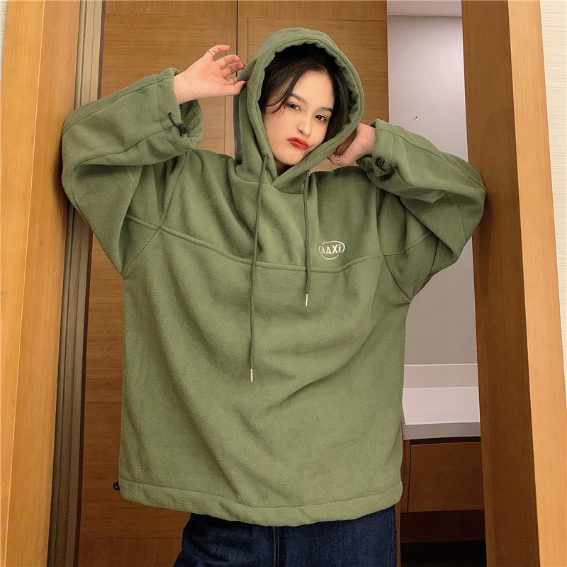 [Hàng có sẵn]Áo hoodie len lông cừu dày vintage có mũ trùm đầu thu đông 2021 | BigBuy360 - bigbuy360.vn