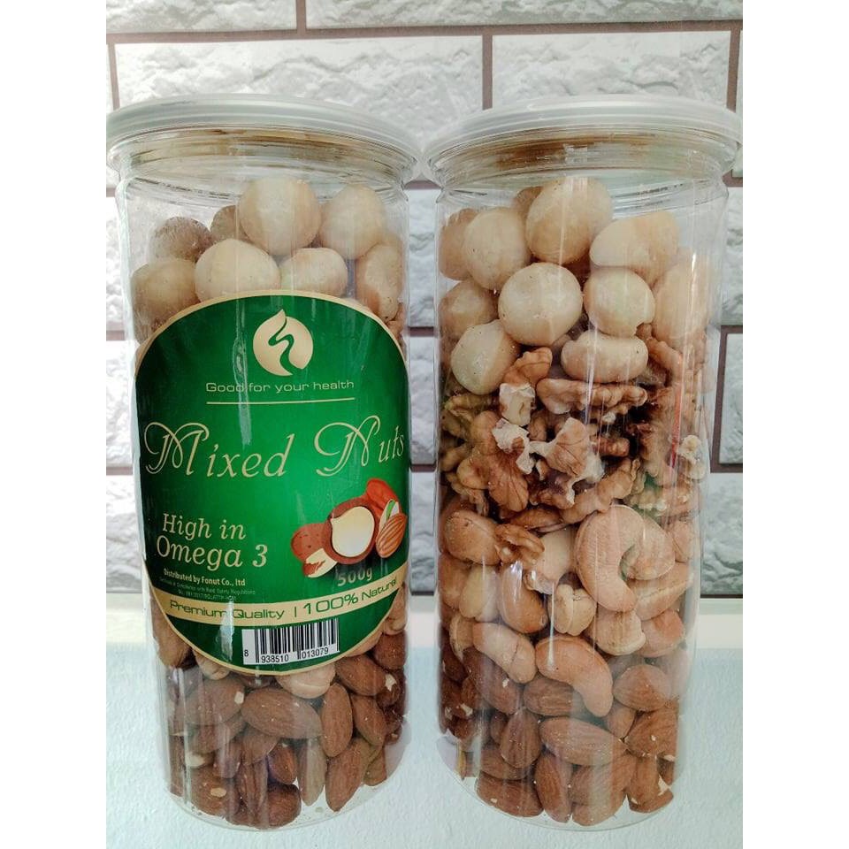MIX 4 LOẠI HẠT TÁCH VỎ 500GR  (óc chó vàng, macca, hạnh nhân, điều)