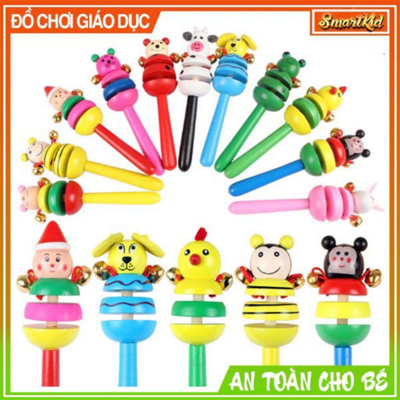Lắc chuông gỗ hình con vật đáng yêu cho bé