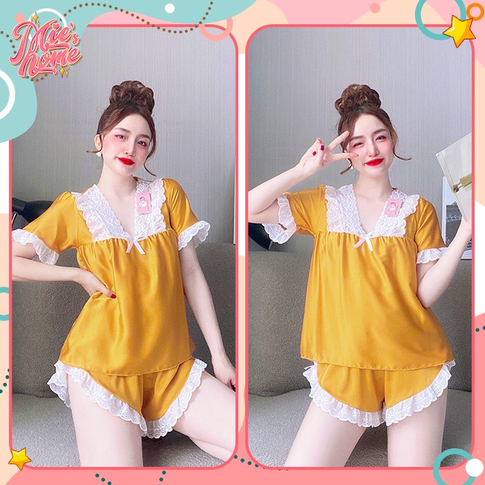 Đồ bộ đùi mặc nhà ngủ nữ, lụa tơ cao cấp mát mịn-Mie | BigBuy360 - bigbuy360.vn