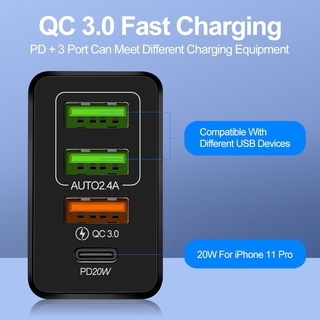 Củ Sạc Nhanh Qc3.0 3 Cổng Usb 3 Cổng Cho Android Và Iphone