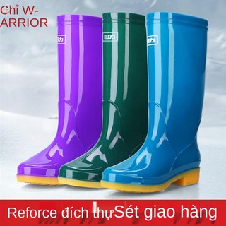 ✁✓Giầy đi mưa kéo lại ủng nữ ống giữa cao thời trang nước dành cho người lớn ấm và nhung không thấm su chống