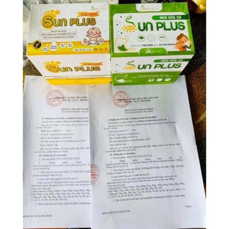 Sữa non và men sống hữu cơ Sunplus