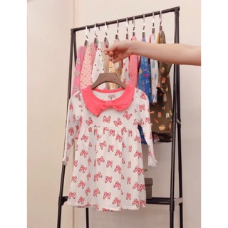 Váy baby doll cổ nơ cho bé