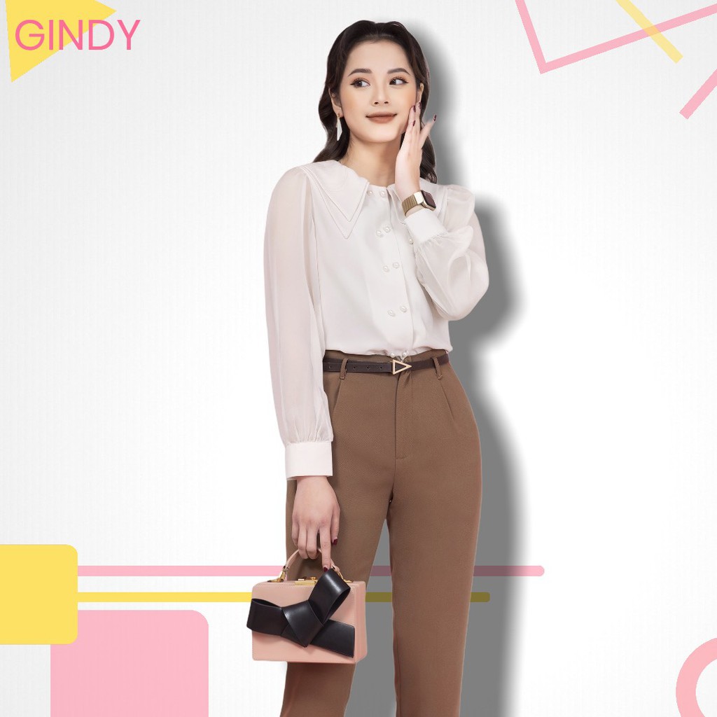 Quần Baggy nữ GINDY kiểu công sở ống đứng vải thoáng mát Q20019