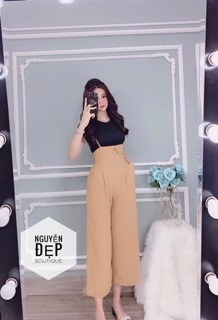 Sét bộ yếm cát hàn quần ống rộng | BigBuy360 - bigbuy360.vn