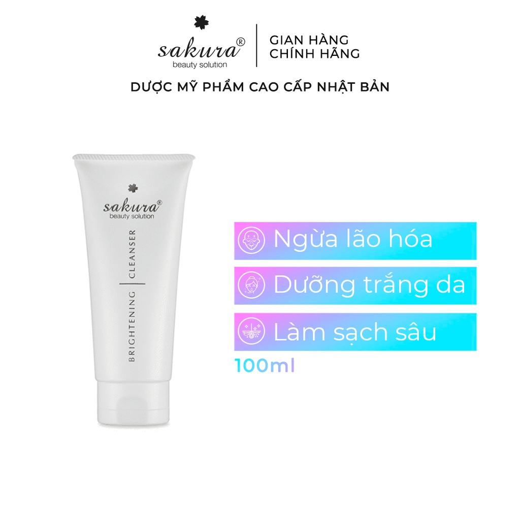 [Mã BMLT300 giảm 10% đơn 499K] Sữa rửa mặt trắng da Sakura Brightening Cleanser 100m