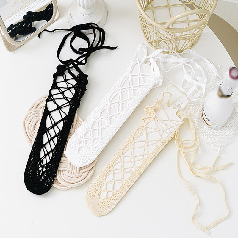 Xixi Tất Lưới Dài Qua Gối Thắt Dây Phong Cách Lolita Nhật Bản Cho Nữ