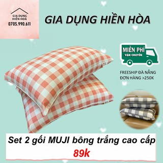 Set 2 gối MUJI bông trắng cao cấp [Freeship Đà Nẵng]