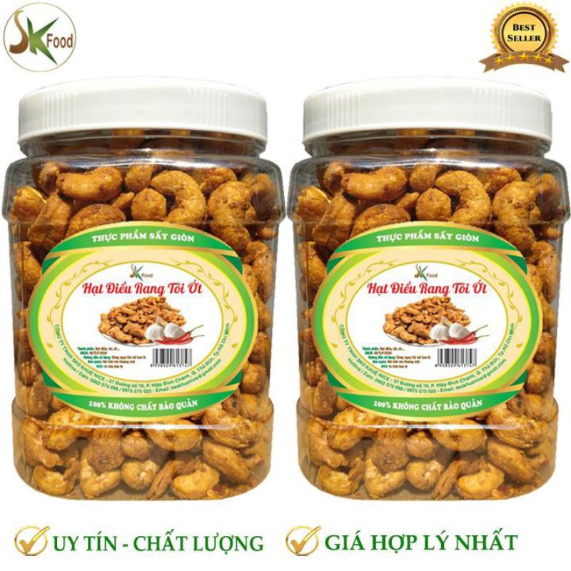 COMBO 1KG 2 HŨ HẠT ĐIỀU NGUYÊN RANG TỎI ỚT GIÒN NGON