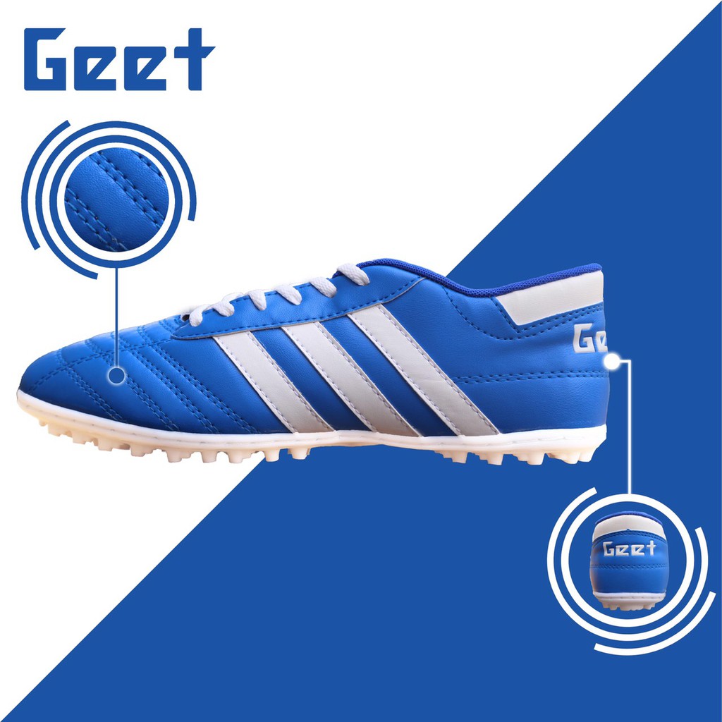 Giày GEET đá bóng sân cỏ nhân tạo màu xanh 3 sọc trắng