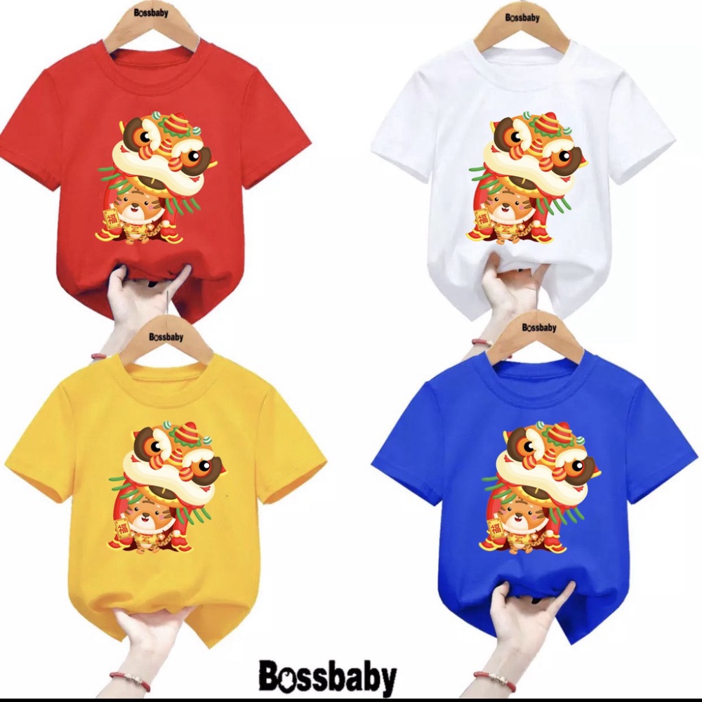 Flash sale Áo thun tết hình con hổ múa lân tết ,áo cho bé từ 6kg-30kg.AT06.