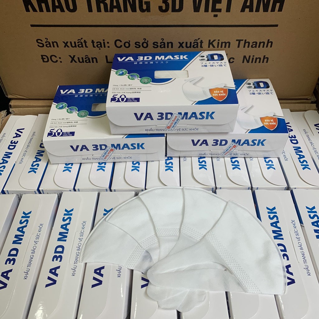 Khẩu trang 3D Mask Việt Anh chống bụi dễ dàng đóng hộp 50 cái