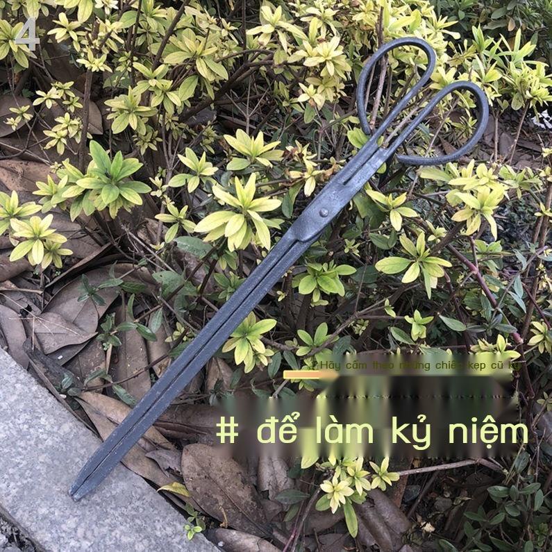 XTYKìm chữa cháy sắt nhà bếp kiểu cũ rèn dẹt đầu dẹp kẹp rác dày và dài đốt kìm lửa đốt than bóng clip vệ sinh