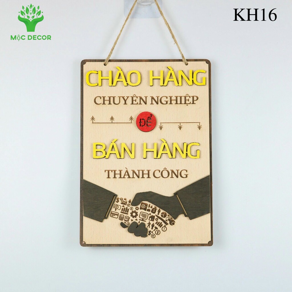 (TẶNG MÓC TREO)Bảng Gỗ Khẩu Hiệu, Slogan CHẦO HÀNG BÁN HÀNG Treo Tường Tạo Động Lực,Trang Trí Văn Phòng MỘC DECOR KH16