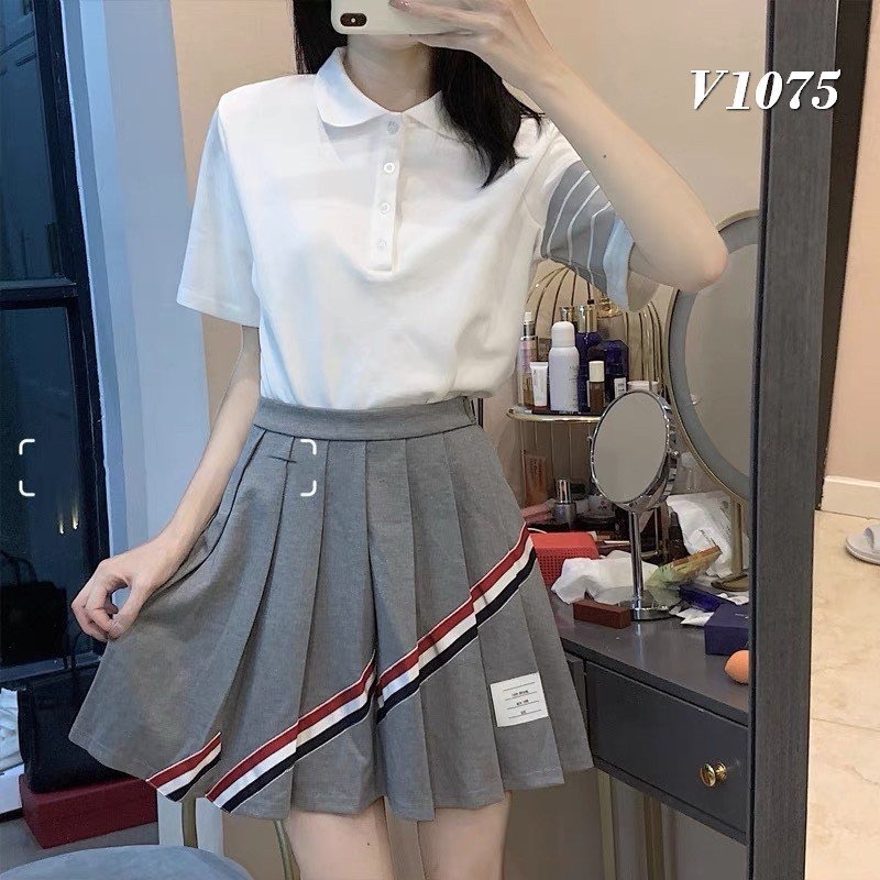 Set váy Thom Brown siêu hot hit, áo Polo chất cotton tàu mịn mix với chân váy Thom | BigBuy360 - bigbuy360.vn
