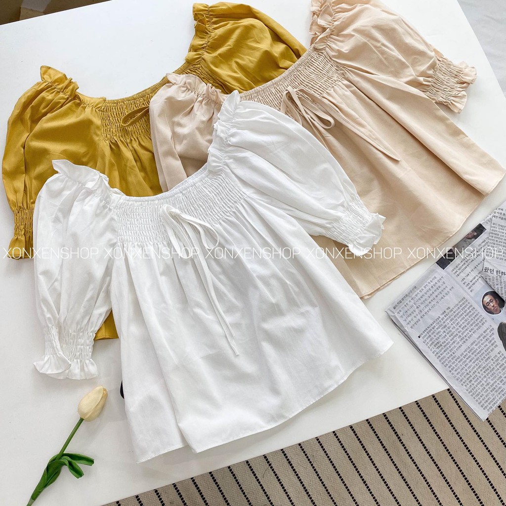 Áo kiểu trễ vai lên form chuẩn Xonxen shop free size mã 6628