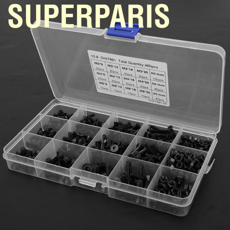 Set 460 vít lục giác nối M3 M4 M5 loại 10.9 chất lượng cao