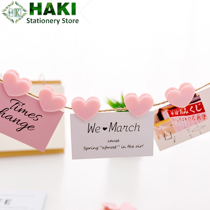 Kẹp tài liệu trái tim HAKI, kẹp giấy a4 màu hồng dễ thương KTL01