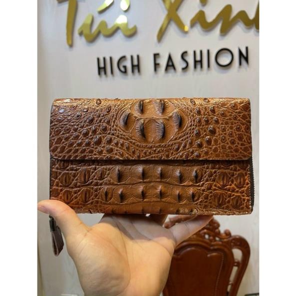 Ví Cầm Tay Da Bò Thật Dập Vân Cá Sấu Clutch Nam Cao Cấp Rẻ Đẹp - A&ESHOP 878998