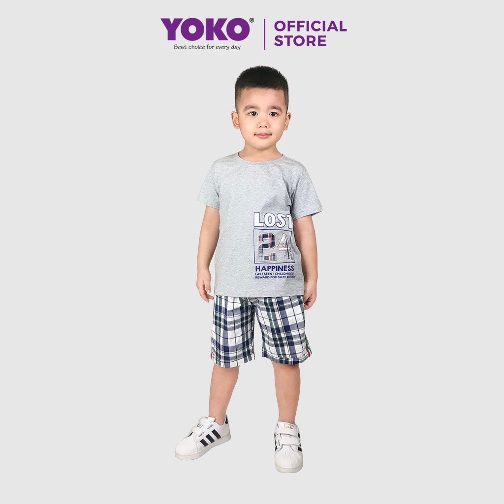 Bộ Quần Áo Thun Tay Ngắn Bé Trai Quần Caro (6-9 Tuổi) YOKO KID’S FASHION 20475T