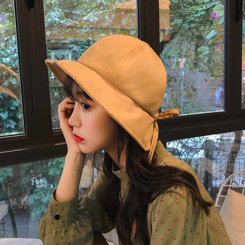 Nón Tai Bèo Vải Lanh Cotton Mềm Đính Nơ Màu Tương Phản Kiểu Hàn Quốc Thời Trang Mùa Hè Cho Nữ