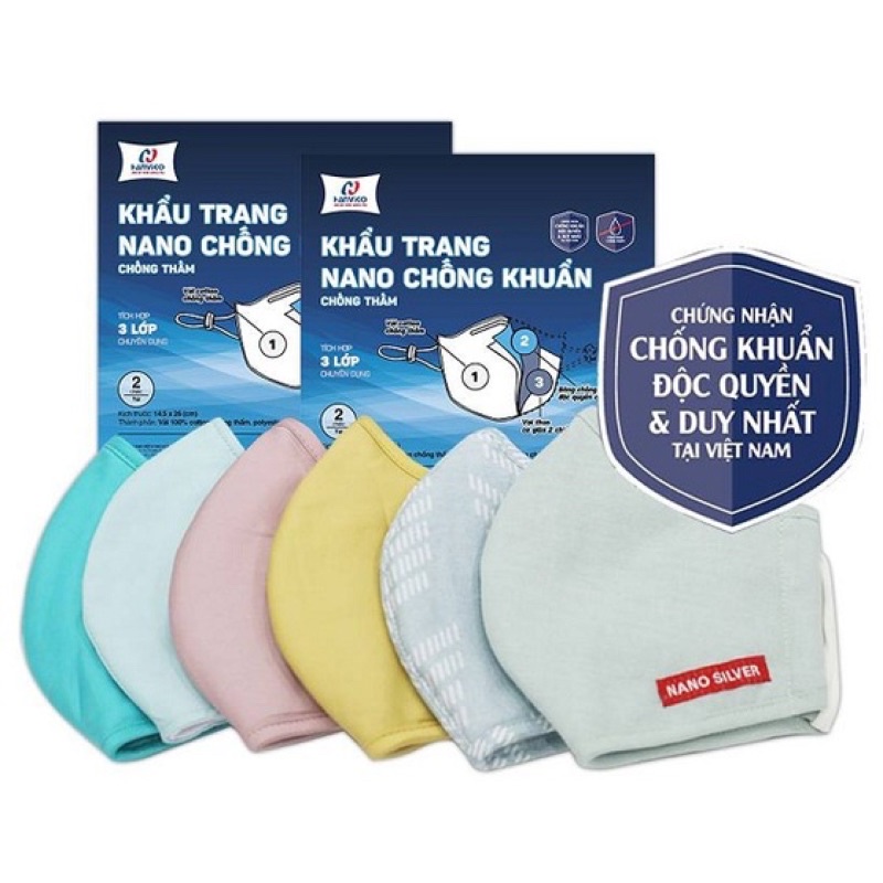 Khẩu trang Nano bạc kháng khuẩn Hanvico