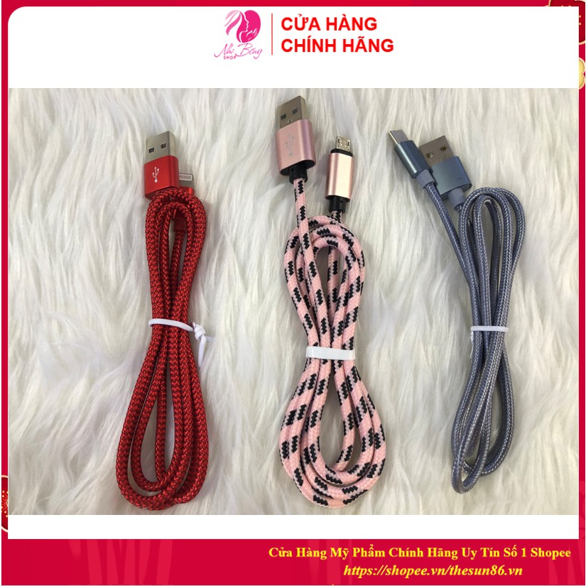 Cáp Sạc - Dây Sạc Samsung / Iphone Dây Dù Chống Rối Chống Đứt Hàng Đẹp 1M