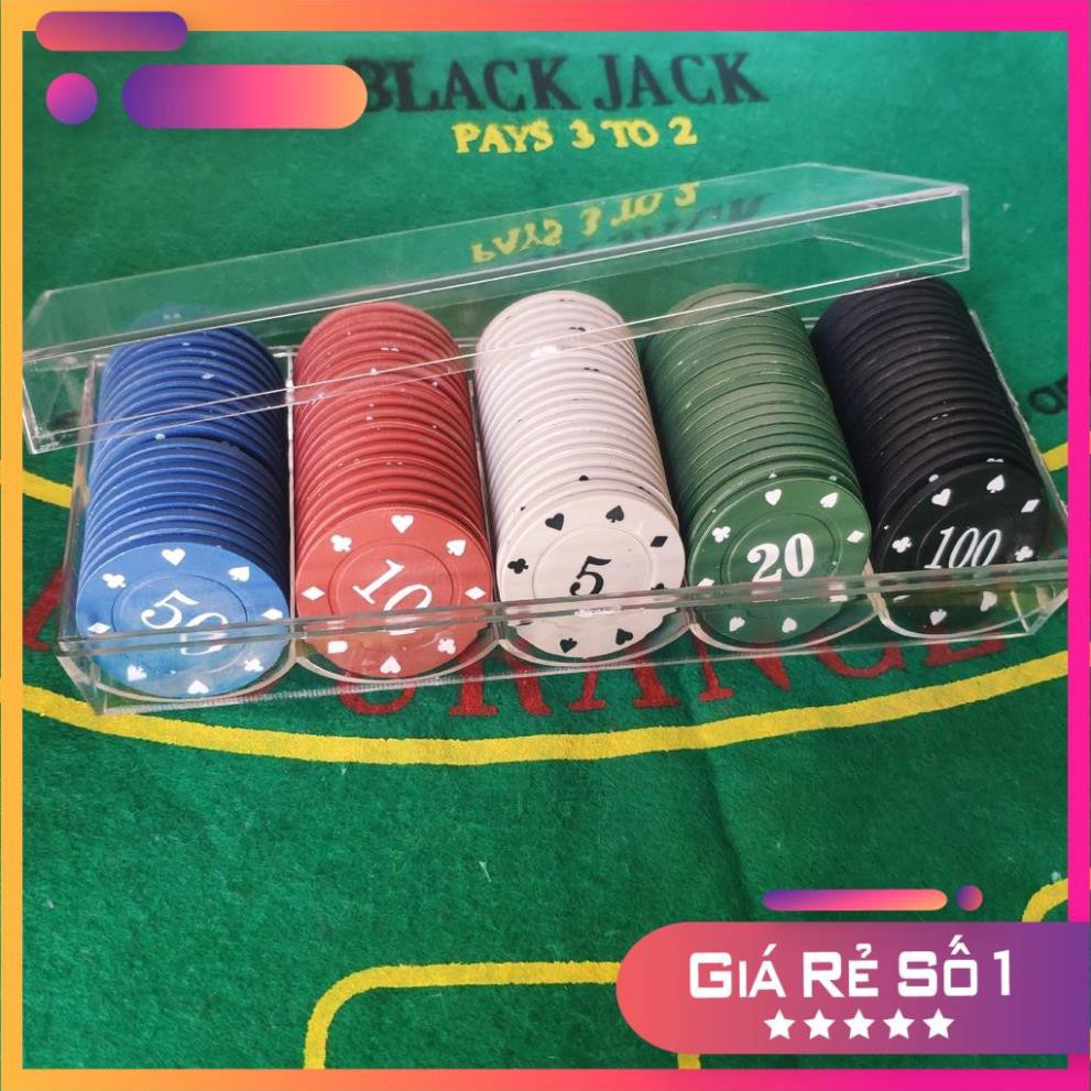 Sale lớn:  Bộ 100 chip poker có số ( phỉnh poker ) chất nhựa ABS cao cấp hình in sắc nét, có khay nhựa tặng kèm