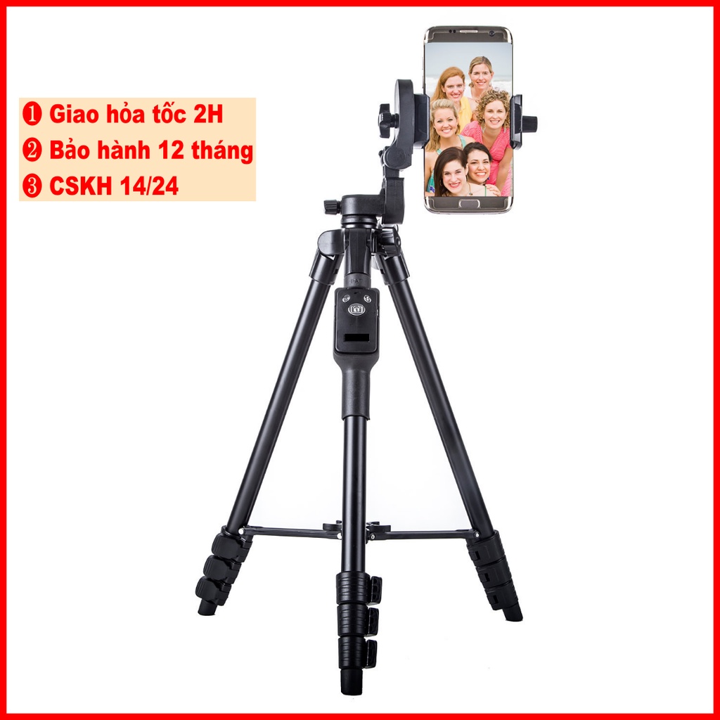 Giá đỡ điện thoại tripod, kèm kẹp điện thoại 3 chân, chân đế máy ảnh ttx-6218 kèm remote bluetooth