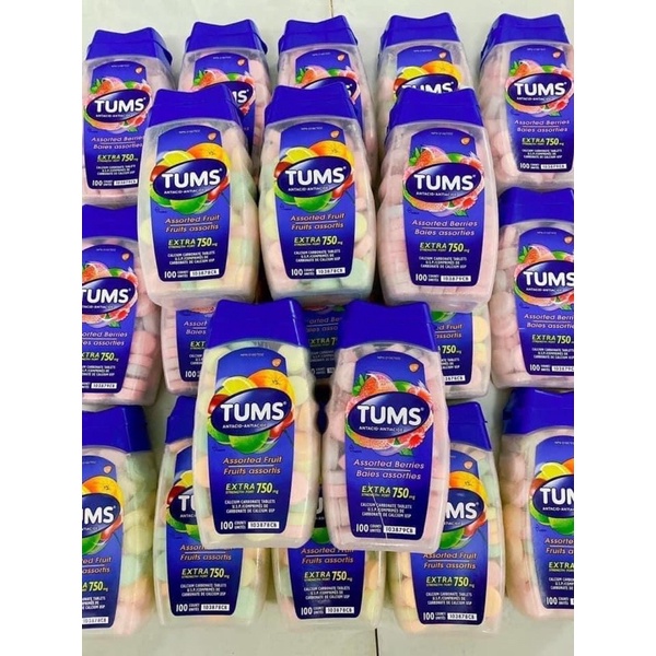 [Date 2026] Kẹo nhai giúp hỗ trợ tiêu hóa Tums Extra Strength 100 viên vị trái cây hỗ trợ dạ dày