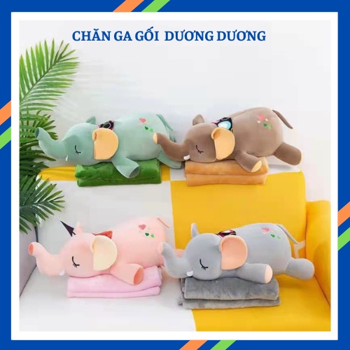 Bộ chăn gối văn phòng đa năng hình thú dễ thương, chăn gối cho bé đi học, đi du lịch tiện lợi