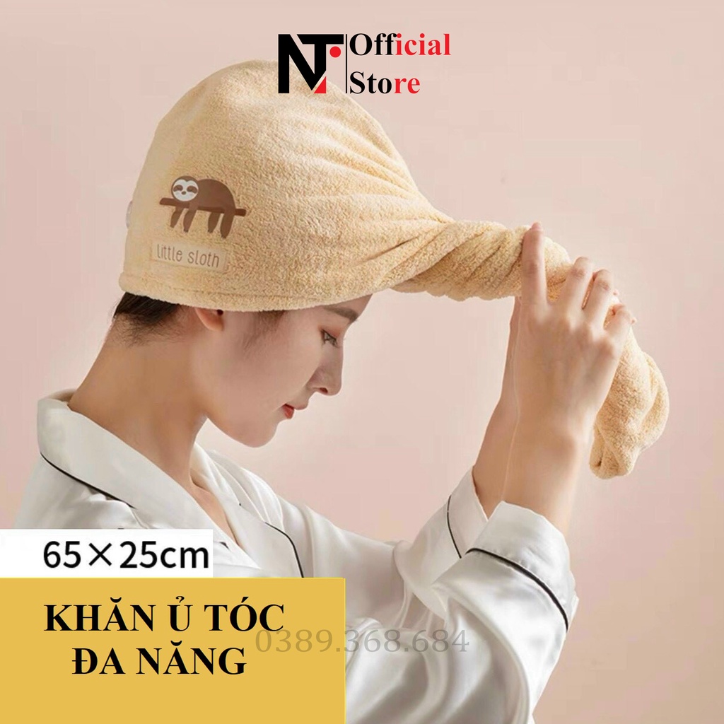 Khăn ủ tóc đa năng, khăn quấn tóc gội đầu cao cấp, vải cotton mềm mại thấm hút tốt - NT Store