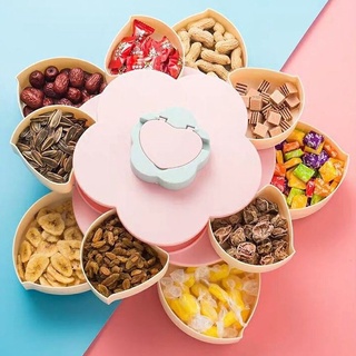  Khay Mứt Tết  2 Tầng 10 Cánh Đựng Bánh Kẹo Hộp Mứt Tết Xoay 360 Độ 